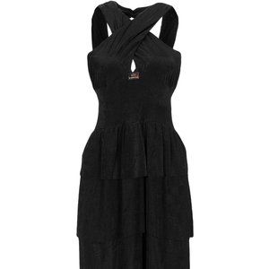 NWT mini black velvet crossover dress size XS